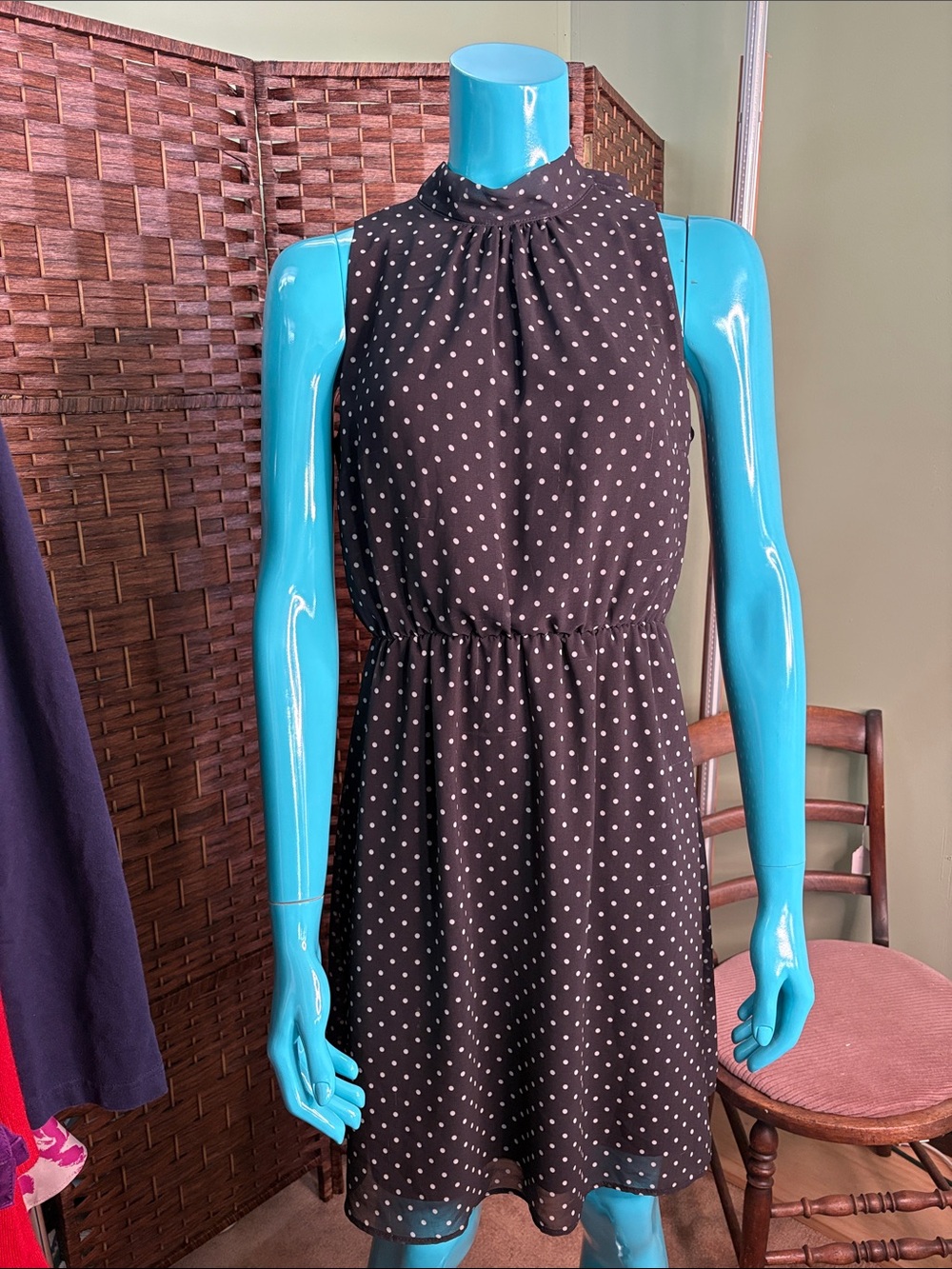 Adorable Black Polka Dot Sleeveless Dress